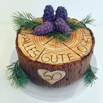 Alles Gute Opa Holzstammtorte Tannenzapfen