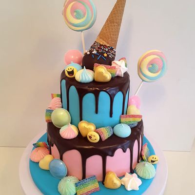 Süßigkeiten Torte in Blau Rosa