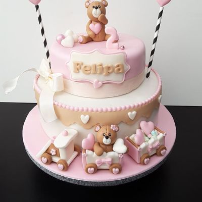 Rosa Weisse Bären Geburtstagstorte für Felipa