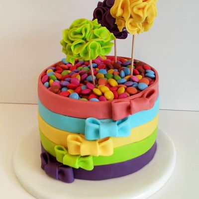 Motivtorte mit bunten Smarties
