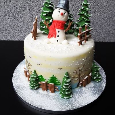 Wintertorte Schneemann Winterlandschaft