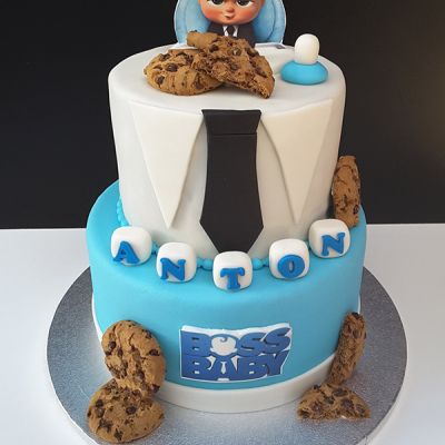 Boss-Baby Blau-Weisse Torte