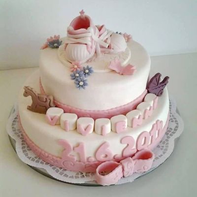 Motivtorte für Taufe mit Babyschuhen